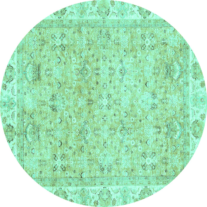 Round Abstract Turquoise Modern Rug, abs463turq