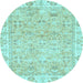 Round Machine Washable Abstract Light Blue Modern Rug, wshabs463lblu