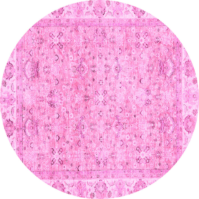 Round Abstract Pink Modern Rug, abs463pnk