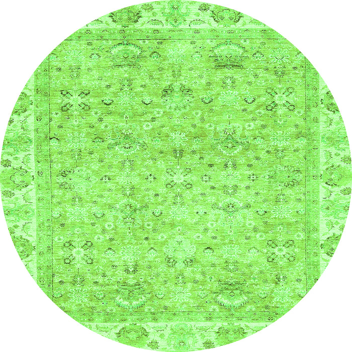 Round Machine Washable Abstract Green Modern Area Rugs, wshabs463grn
