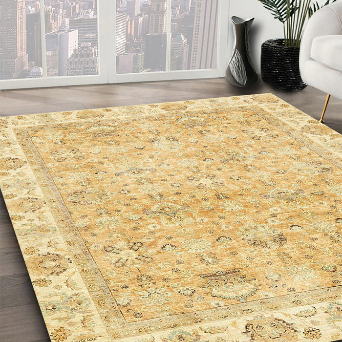 Machine Washable Abstract Yellow Rug in a Family Room, wshabs463
