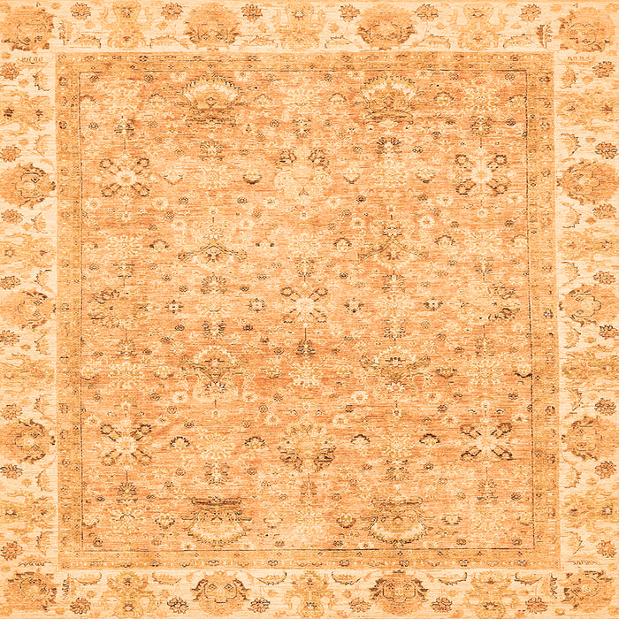 Square Machine Washable Abstract Orange Modern Area Rugs, wshabs463org