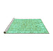 Sideview of Machine Washable Abstract Turquoise Modern Area Rugs, wshabs463turq