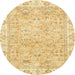 Round Machine Washable Abstract Yellow Rug, wshabs463