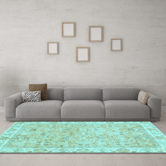 Machine Washable Abstract Light Blue Modern Rug in a Living Room, wshabs463lblu