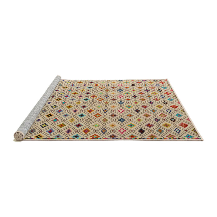 Sideview of Machine Washable Abstract Gold Brown Rug, wshabs4640