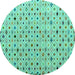 Round Machine Washable Abstract Turquoise Modern Area Rugs, wshabs4640turq