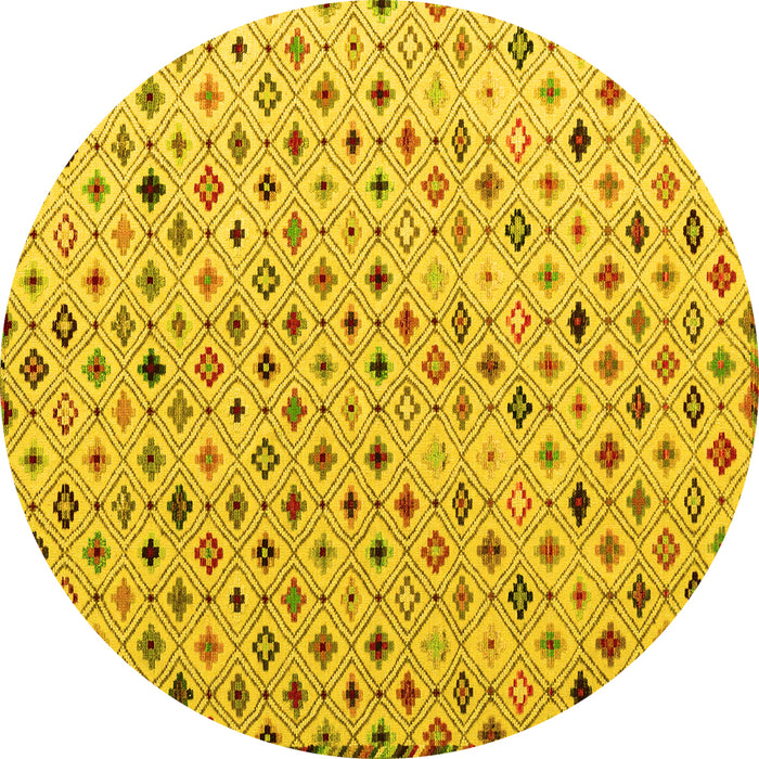 Round Machine Washable Abstract Yellow Modern Rug, wshabs4640yw