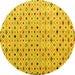 Round Machine Washable Abstract Yellow Modern Rug, wshabs4640yw