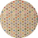 Round Abstract Gold Brown Modern Rug, abs4640