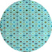 Round Machine Washable Abstract Light Blue Modern Rug, wshabs4640lblu