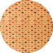 Round Machine Washable Abstract Orange Modern Area Rugs, wshabs4640org