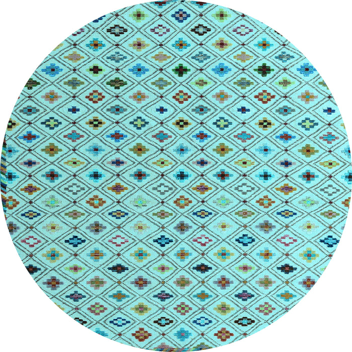 Round Abstract Light Blue Modern Rug, abs4640lblu