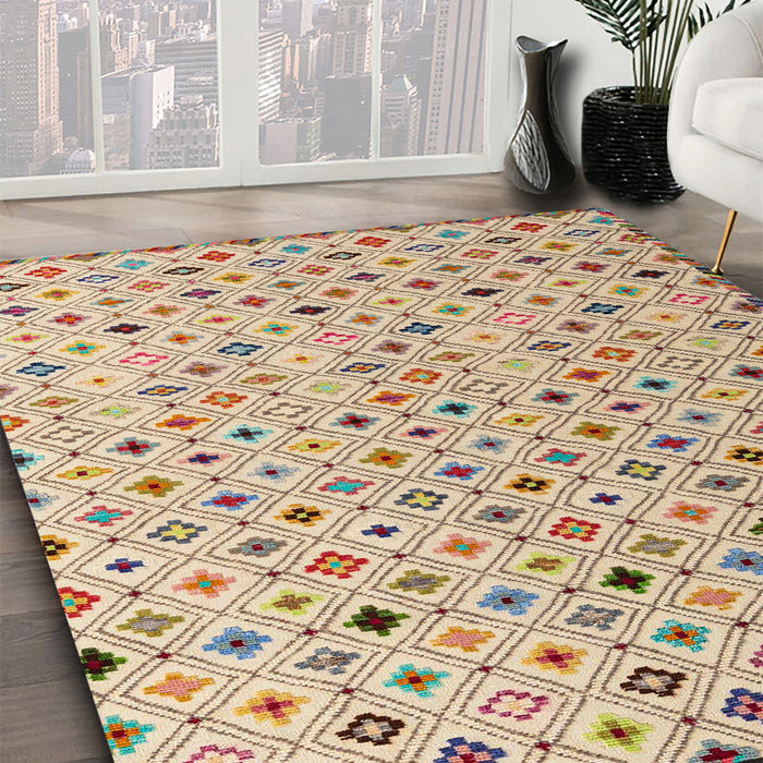 Machine Washable Abstract Gold Brown Rug in a Family Room, wshabs4640