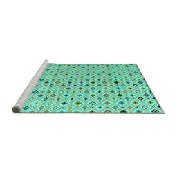 Sideview of Machine Washable Abstract Turquoise Modern Area Rugs, wshabs4640turq