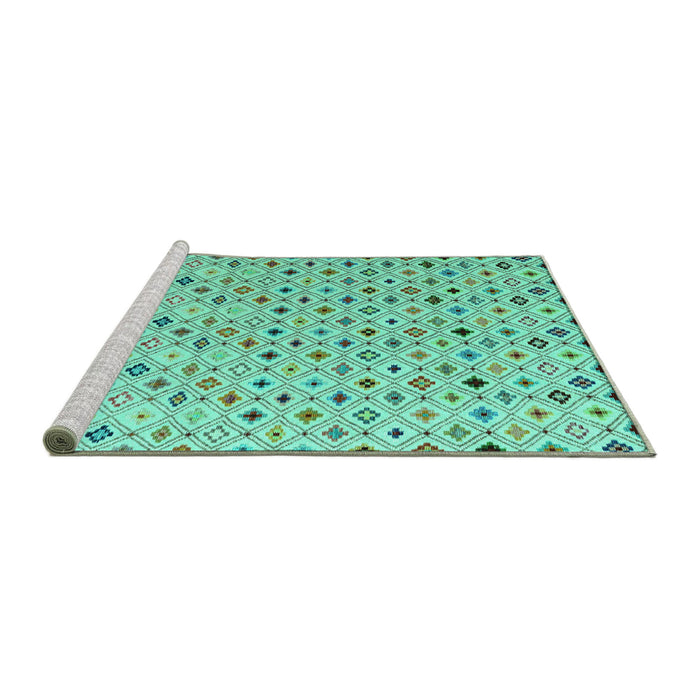 Sideview of Machine Washable Abstract Turquoise Modern Area Rugs, wshabs4640turq