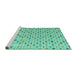 Sideview of Machine Washable Abstract Turquoise Modern Area Rugs, wshabs4640turq