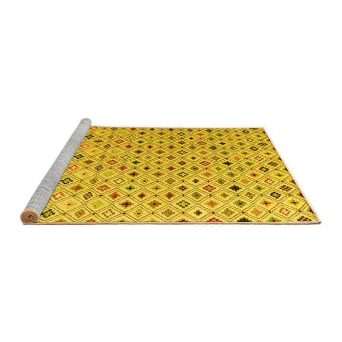 Sideview of Machine Washable Abstract Yellow Modern Rug, wshabs4640yw