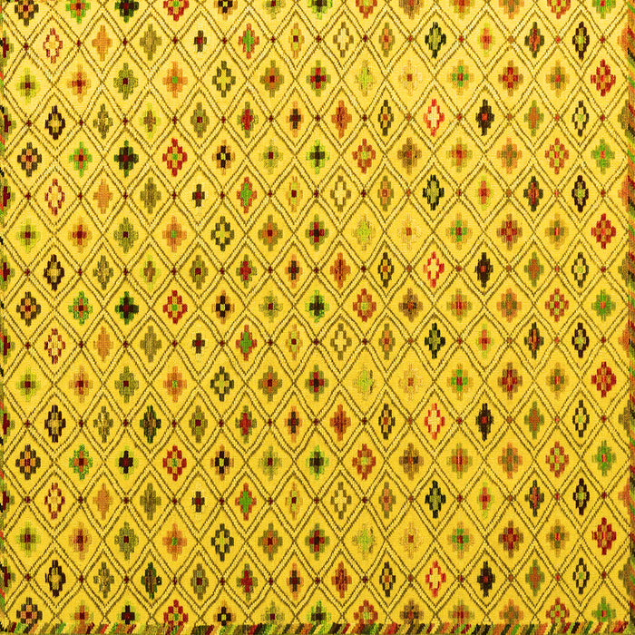 Square Machine Washable Abstract Yellow Modern Rug, wshabs4640yw