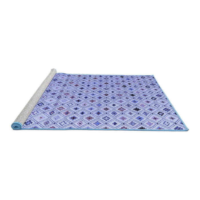Sideview of Machine Washable Abstract Blue Modern Rug, wshabs4640blu