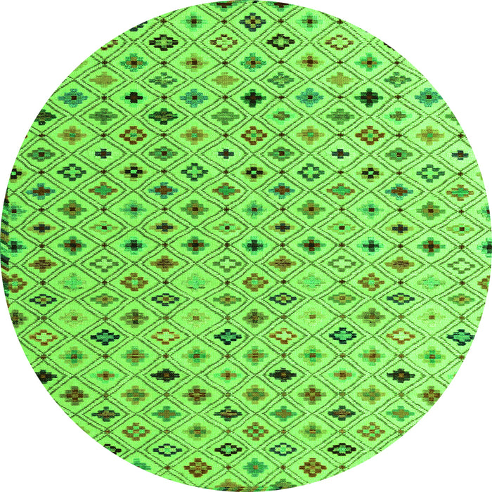 Round Abstract Green Modern Rug, abs4640grn