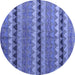 Round Abstract Blue Modern Rug, abs4641blu