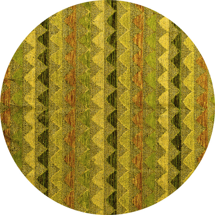 Round Abstract Yellow Modern Rug, abs4641yw