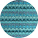 Round Abstract Light Blue Modern Rug, abs4641lblu