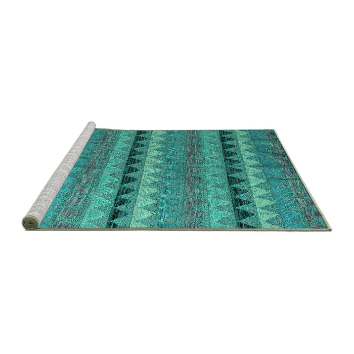 Sideview of Machine Washable Abstract Turquoise Modern Area Rugs, wshabs4641turq