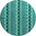 Round Abstract Turquoise Modern Rug, abs4641turq