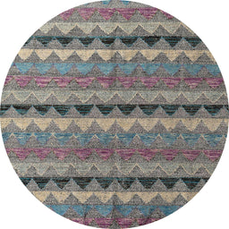 Round Machine Washable Abstract Dark Gray Rug, wshabs4641