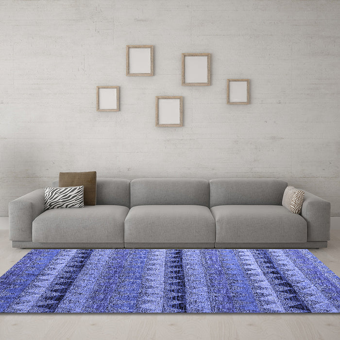 Machine Washable Abstract Blue Modern Rug in a Living Room, wshabs4641blu
