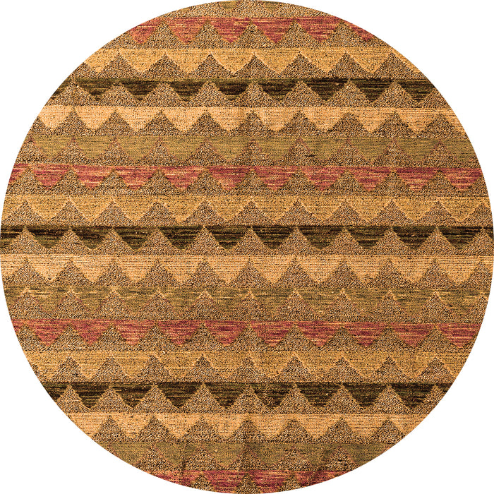 Round Machine Washable Abstract Orange Modern Area Rugs, wshabs4641org