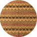 Round Machine Washable Abstract Orange Modern Area Rugs, wshabs4641org