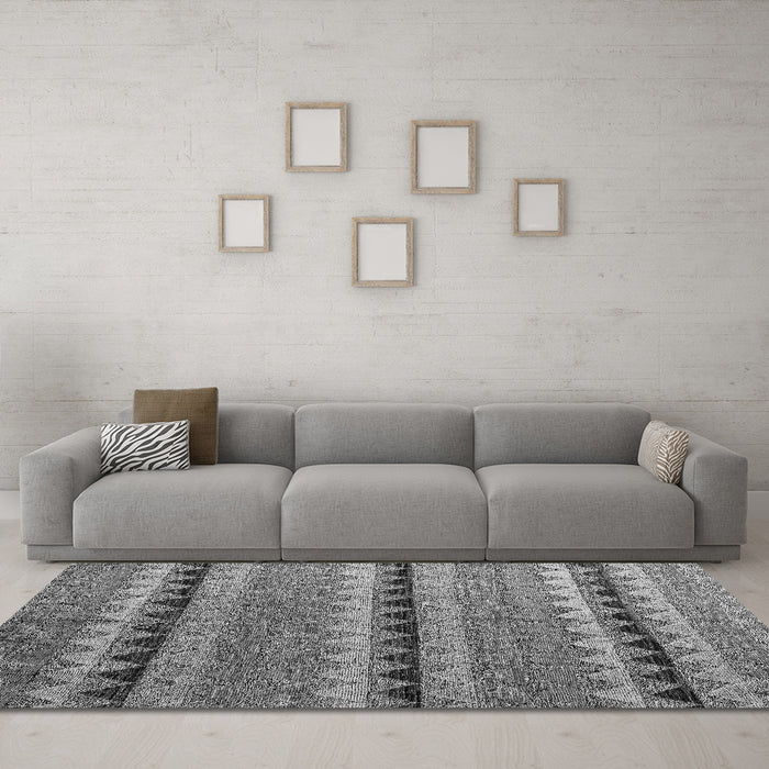 Machine Washable Abstract Gray Modern Rug in a Living Room,, wshabs4641gry