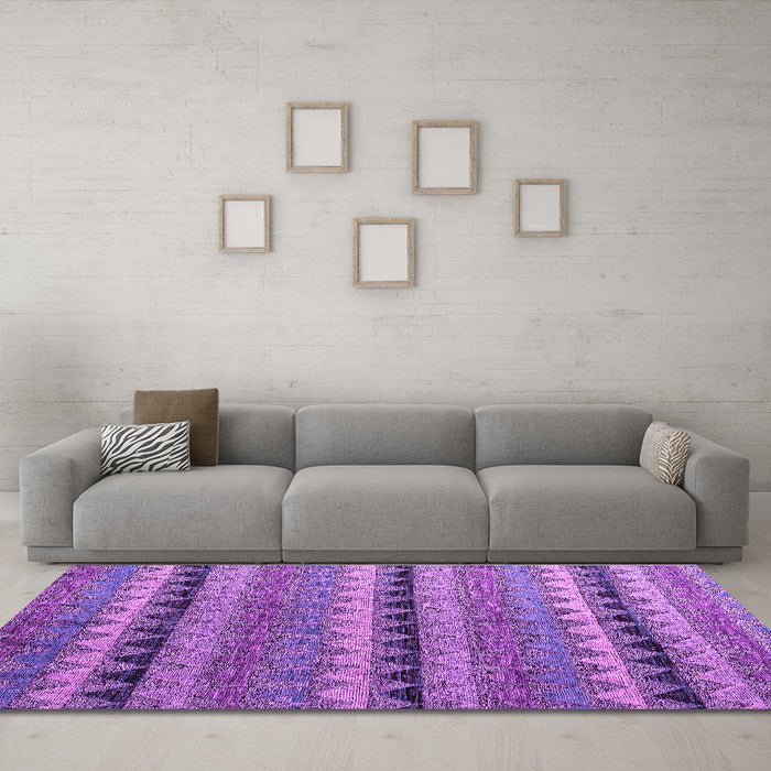 Machine Washable Abstract Purple Modern Area Rugs in a Living Room, wshabs4641pur