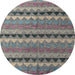 Round Abstract Dark Gray Modern Rug, abs4641