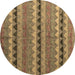 Round Abstract Brown Modern Rug, abs4641brn