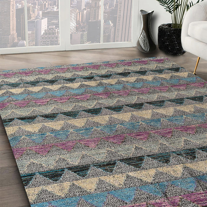 Machine Washable Abstract Dark Gray Rug in a Family Room, wshabs4641