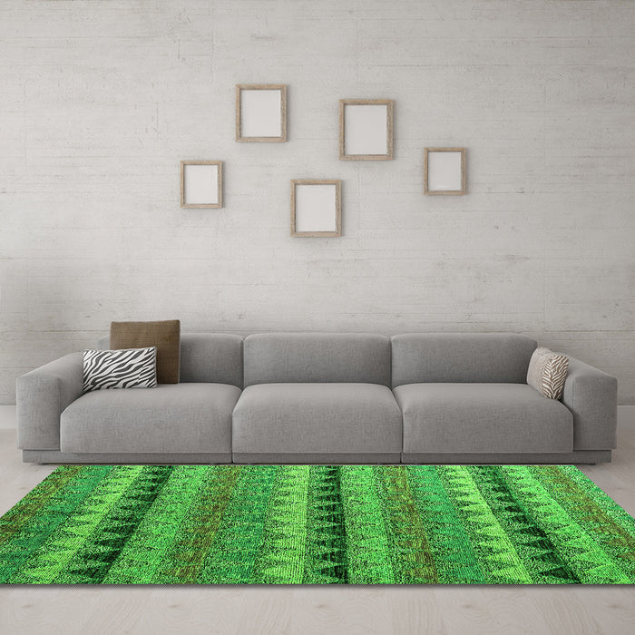 Machine Washable Abstract Green Modern Area Rugs in a Living Room,, wshabs4641grn