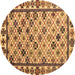 Round Abstract Brown Modern Rug, abs4642brn