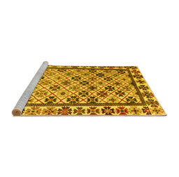 Sideview of Machine Washable Abstract Yellow Modern Rug, wshabs4642yw