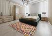 Machine Washable Abstract Chestnut Brown Rug in a Bedroom, wshabs4642