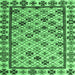 Square Machine Washable Abstract Emerald Green Modern Area Rugs, wshabs4642emgrn