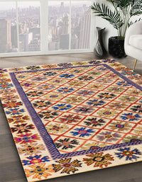 Abstract Chestnut Brown Modern Rug, abs4642