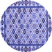 Round Machine Washable Abstract Blue Modern Rug, wshabs4642blu