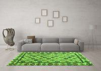 Machine Washable Abstract Green Modern Rug, wshabs4642grn