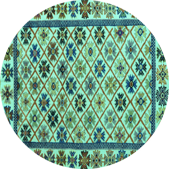 Round Abstract Turquoise Modern Rug, abs4642turq