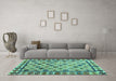 Machine Washable Abstract Turquoise Modern Area Rugs in a Living Room,, wshabs4642turq