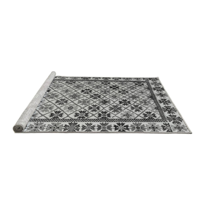 Sideview of Machine Washable Abstract Gray Modern Rug, wshabs4642gry
